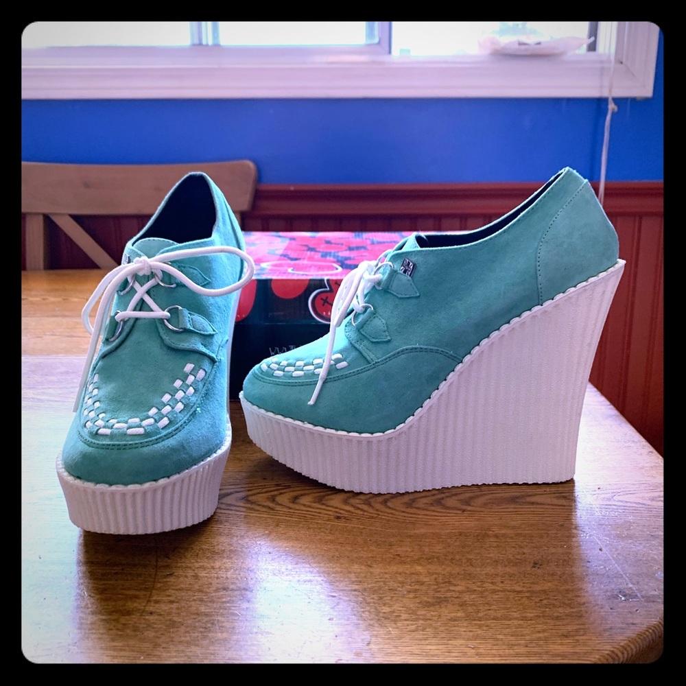 T.U.K. Mint Suede Creeper Wedge